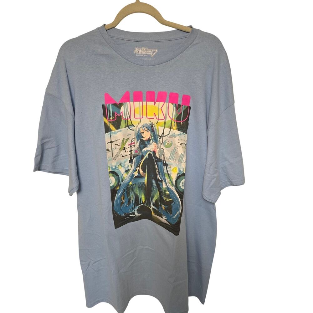 Hatsune Miku Vocaloid T Shirt Mens XL Light Blue Anime Graphic Crypton NWOT NEW